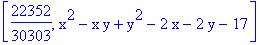[22352/30303, x^2-x*y+y^2-2*x-2*y-17]